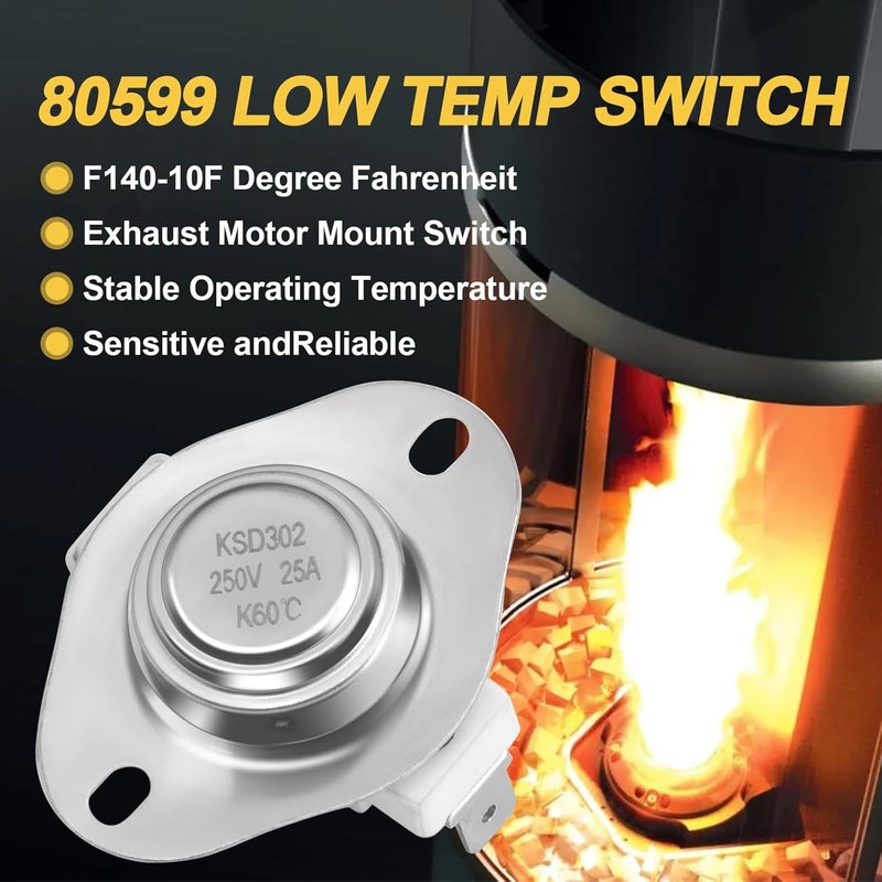 Adviace 80599 Low-Temp Ceramic Limit Snap Disc Switch for Vogelzang VG5790, VG5770 Pellet Stoves, USSC, Ashley and King Pellet Stoves, F140-10F Low Limit Thermodisc Switch Exhaust T-Disc. - Image 3